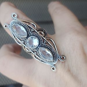 New White Topaz 925 Silver Statement Ring.